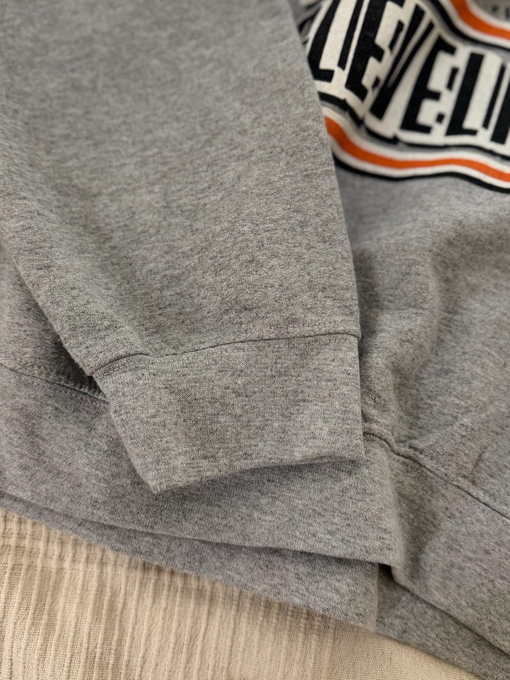 Urban Outfitters Gray Crew Sweatshirt with Orange-Trim Graphic